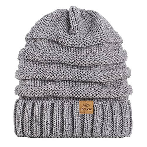 PAGE ONE Womens Winter Beanie Warm Cable Knit Hat Style Stretch Trendy Ribbed Chunky Cap - 4