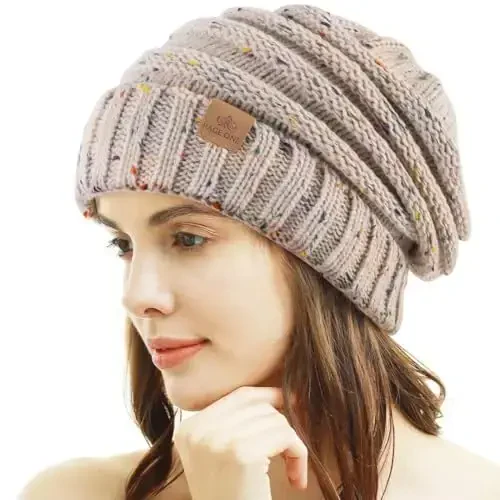 PAGE ONE Women's Winter Beanie Warm Cable Knit Hat Style Stretch Trendy Ribbed Chunky Cap - 3