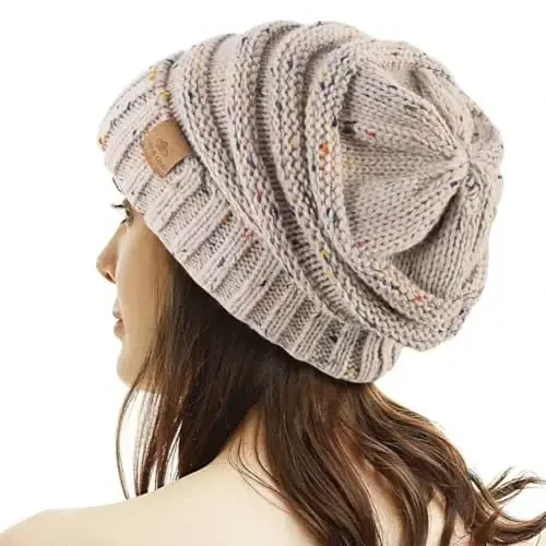 PAGE ONE Women's Winter Beanie Warm Cable Knit Hat Style Stretch Trendy Ribbed Chunky Cap - 4