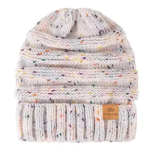 PAGE ONE Womens Winter Beanie Warm Cable Knit Hat Style Stretch Trendy Ribbed Chunky Cap - 2