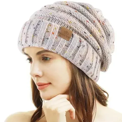 PAGE ONE Womens Winter Beanie Warm Cable Knit Hat Style Stretch Trendy Ribbed Chunky Cap - 3