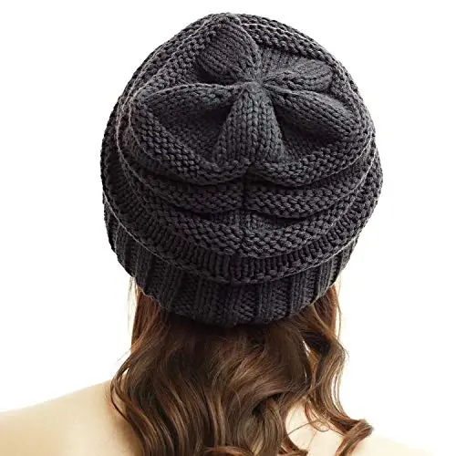 PAGE ONE Womens Winter Beanie Warm Cable Knit Hat Style Stretch Trendy Ribbed Chunky Cap - 2