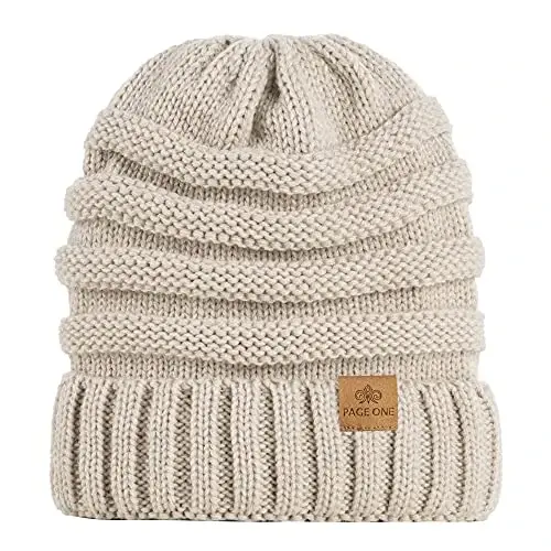 PAGE ONE Womens Winter Beanie Warm Cable Knit Hat Style Stretch Trendy Ribbed Chunky Cap - 3