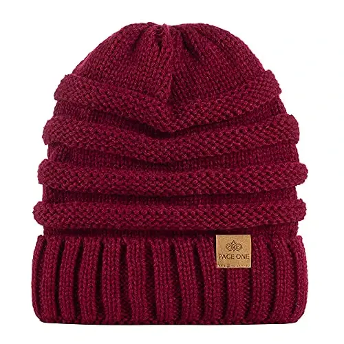 PAGE ONE Womens Winter Beanie Warm Cable Knit Hat Style Stretch Trendy Ribbed Chunky Cap - 4
