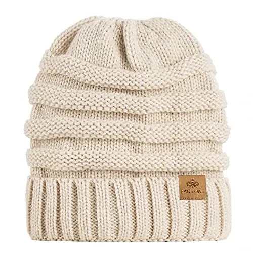 PAGE ONE Womens Winter Beanie Warm Cable Knit Hat Style Stretch Trendy Ribbed Chunky Cap - 3
