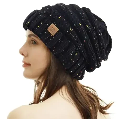 PAGE ONE Womens Winter Beanie Warm Cable Knit Hat Style Stretch Trendy Ribbed Chunky Cap - 1
