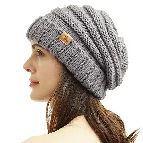 PAGE ONE Womens Winter Beanie Warm Cable Knit Hat Style Stretch Trendy Ribbed Chunky Cap - 1