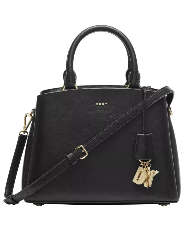 Paige Medium Satchel With Convertible Strap-Black/gold - DKNY