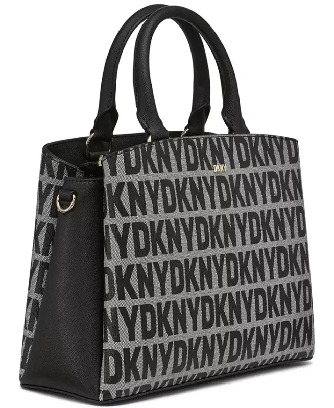 Paige Satchel Bag - Black Logo, Black - 3