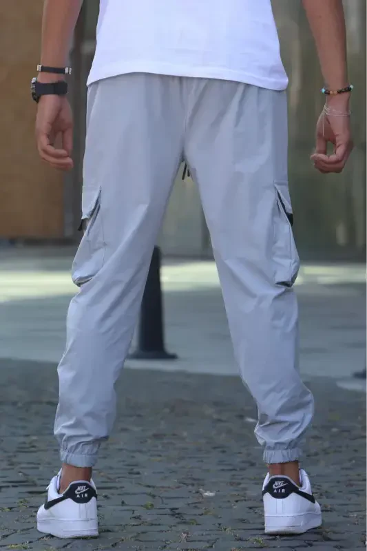 Painted Gray Cargo Pocket Men's Jogger Pants 5461-Painted Gray - 1