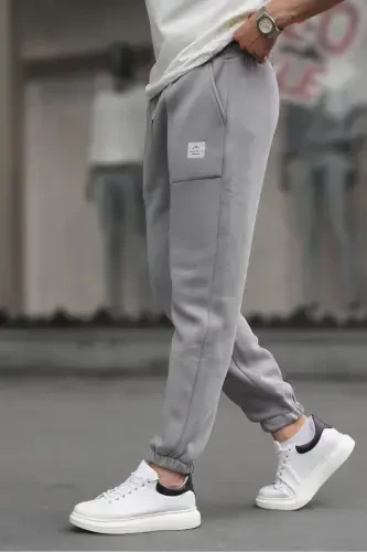 Painted Grey Men's Basic Sweatpants with Pocket Detail 6522-Painted Grey - 3