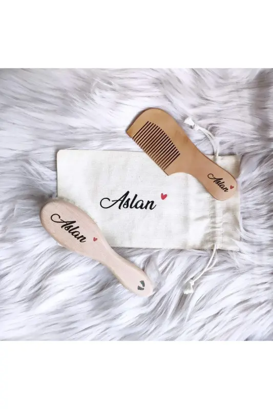 Painted Natural Goat Hair Hair Brush And Comb (NAMED POUCH) - 1