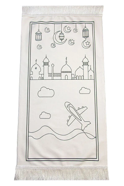 Painted Washable Educational Child's Prayer Rug and Prayer Beads Set Red - 5