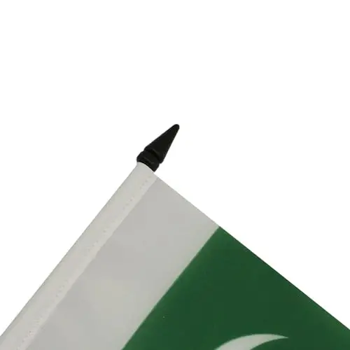 Pakistan Table Flag 5'' x 8'' - Pakistani Desk Flag 21 x 14 cm. - Black plastic stick and base - AZ FLAG - 4