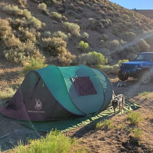 Палатка для 4 человек с легкой установкой, 9.5’X6.6’X52'', водонепроницаемая, автоматическая установка, 2 двери - мгновенные семейные палатки для кемпинга, пеших походов и путешествий - 6