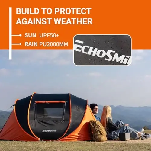 Палатка EchoSmile Camping Instant, 2/4/6/8/10 местная палатка Pop Up, водонепроницаемая купольная палатка, простая установка для кемпинга, пешего туризма и активного отдыха, портативная палатка с сумкой для переноски, для 3 сезонов... - 5