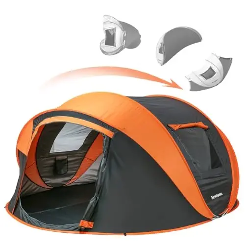 Палатка EchoSmile Camping Instant, палатка Pop Up для 2/4/6/8/10 человек, водонепроницаемая купольная палатка, легкая установка для кемпинга, пеших прогулок и отдыха на природе, портативная палатка с сумкой для переноски, для 3 сезонов... - 1