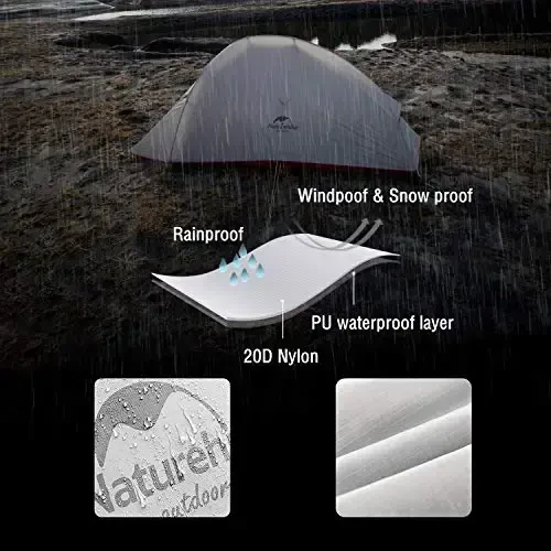 Палатка Naturehike Cloud-Up на 2 человек Легкая палатка для походов с ковриком - Свободно стоящая сверхлегкая палатка для кемпинга и пешего туризма Рюкзаки для походов Палатка на два человека - 4
