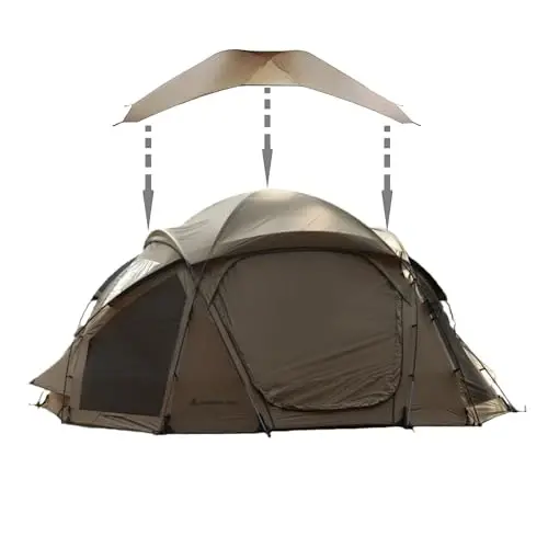 Палатка с выходом под дымоход – Всесезонное водонепроницаемое и ветрозащитное укрытие для 1–6 человек, легкое для кемпинга, похода, охоты и рыбалки 