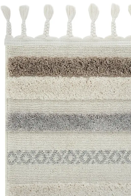 Palazzo 01 Cream Gray Boucle Rug Dustproof Kitchen Rug Kids Room Rug Hallway Runner Rug-Cream Gray - 2