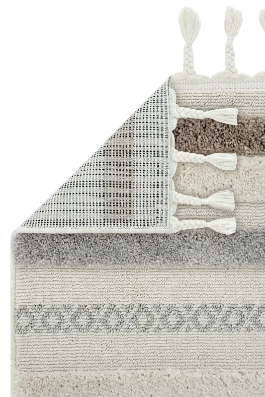 Palazzo 01 Cream Gray Boucle Rug Dustproof Kitchen Rug Kids Room Rug Hallway Runner Rug-Cream Gray - 3