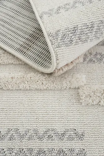 Palazzo 01 Cream Gray Boucle Rug Dustproof Kitchen Rug Kids Room Rug Hallway Runner Rug-Cream Gray - 6
