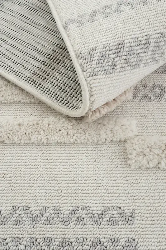 Palazzo 01 Krem Kulrang Bukle Salon Gilami Chang Yutmaydigan Oshxona Gilami Bolalar Xonasi Gilami Yo'lak Kesma Gilamcha - Krem Kulrang - 1