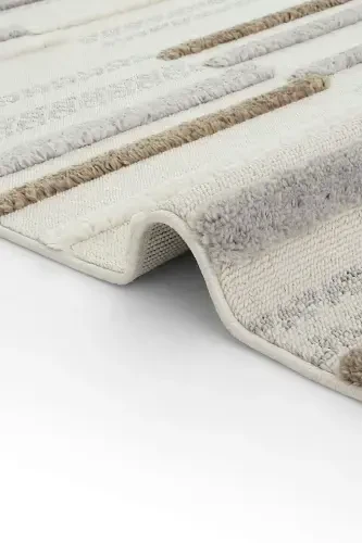 Palazzo 01 Krem Kulrang Bukle Salon Gilami Chang Yutmaydigan Oshxona Gilami Bolalar Xonasi Gilami Yo'lak Kesma Gilamcha - Krem Kulrang - 6