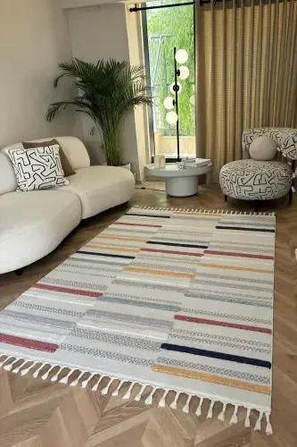 Palazzo 01 Multy Bukle Salon Halısı Hav Vermez Mutfak Halısı Çocuk Odası Halısı Koridor Kesme Yolluk-Multi - 5