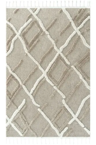 Palazzo 03 Beige White Boucle Living Room Carpet Non-Shedding Kids Room Rug Kitchen Hallway Cut Runner-Beige White 