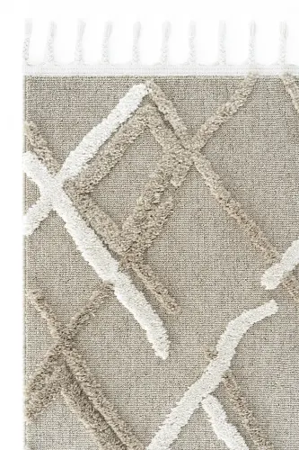 Palazzo 03 Beige White Boucle Living Room Carpet Non-Shedding Kids Room Rug Kitchen Hallway Cut Runner-Beige White - COOL HALI (1)