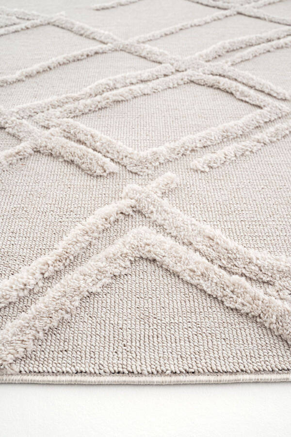 Palazzo 03 Cream Boucle Living Room Rug Non-Shedding Kitchen Rug Children's Room Rug Corridor Cut Rug - 30