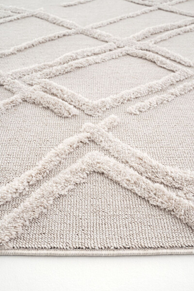 Palazzo 03 Cream Boucle Living Room Rug Non-Shedding Kitchen Rug Children's Room Rug Corridor Cut Rug - 23