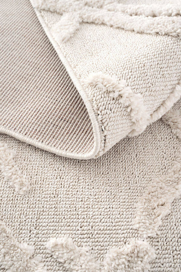 Palazzo 03 Cream Boucle Living Room Rug Non-Shedding Kitchen Rug Children's Room Rug Corridor Cut Rug - 16