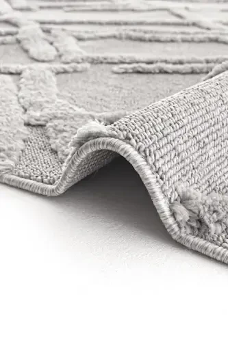 Palazzo 03 Grey Boucle Living Room Carpet Non-Shedding Kitchen Carpet Kids Room Carpet Hallway Runner Rug-Grey - 6