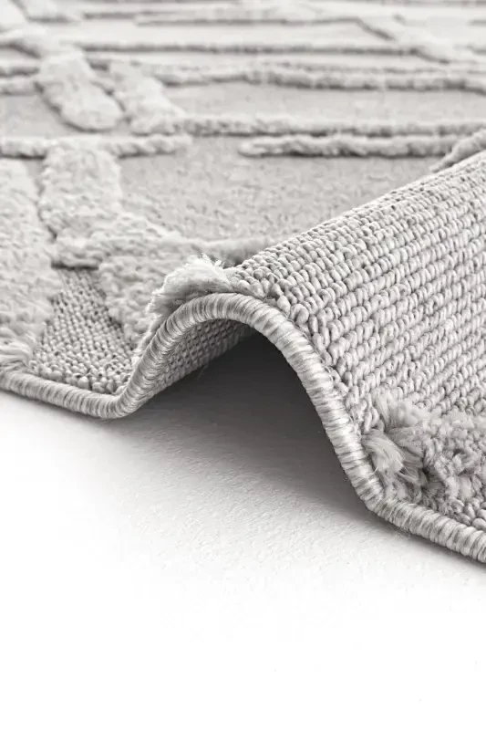 Palazzo 03 Grey Boucle Living Room Carpet Non-Shedding Kitchen Carpet Kids Room Carpet Hallway Runner Rug-Grey - 6