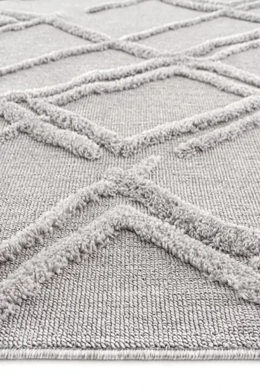Palazzo 03 Grey Boucle Living Room Carpet Non-Shedding Kitchen Carpet Kids Room Carpet Hallway Runner Rug-Grey - 7