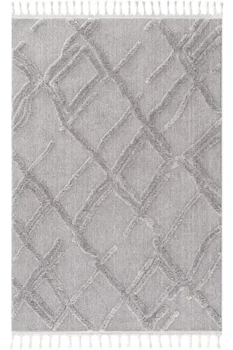 Palazzo 03 Gri Bukle Salon Halısı Hav Vermez Mutfak Halısı Çocuk Odası Halısı Koridor Kesme Yolluk-Gri - 2