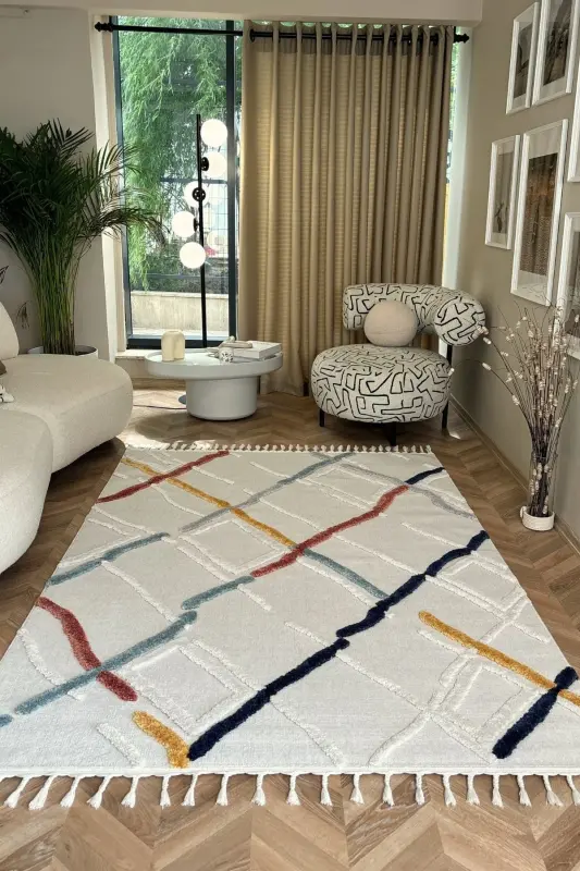 Palazzo 03 Multy Bukle Salon Halısı Hav Vermez Mutfak Halısı Çocuk Odası Halısı Koridor Kesme Yolluk-Multi 3 - COOL HALI