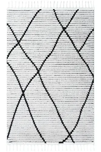 Palazzo 07 White Black Boucle Living Room Rug Non-Shedding Kitchen Kids Room Rug Hallway Runner Rug-White 3 - 1