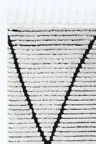 Palazzo 07 White Black Boucle Living Room Rug Non-Shedding Kitchen Kids Room Rug Hallway Runner Rug-White 3 - 3