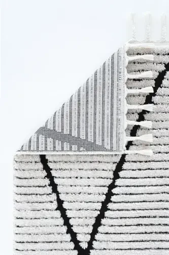 Palazzo 07 White Black Boucle Living Room Rug Non-Shedding Kitchen Kids Room Rug Hallway Runner Rug-White 3 - 4