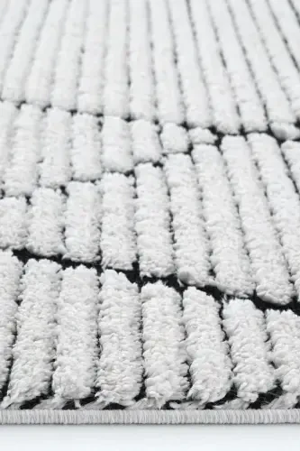 Palazzo 07 White Black Boucle Living Room Rug Non-Shedding Kitchen Kids Room Rug Hallway Runner Rug-White 3 - 6