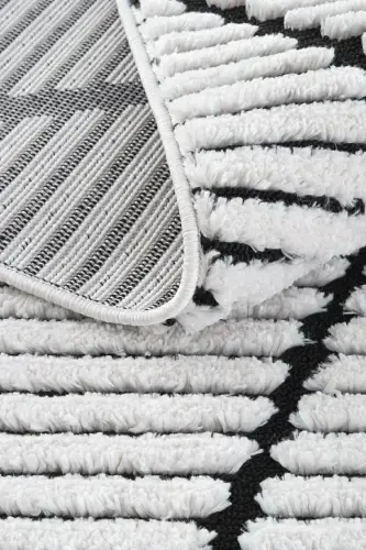 Palazzo 07 White Black Boucle Living Room Rug Non-Shedding Kitchen Kids Room Rug Hallway Runner Rug-White 3 - 7