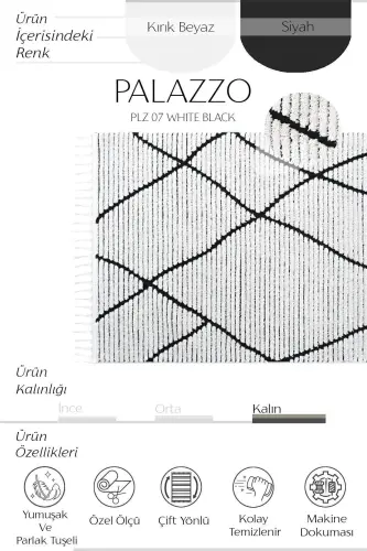 Palazzo 07 White Black Boucle Living Room Rug Non-Shedding Kitchen Kids Room Rug Hallway Runner Rug-White 3 - COOL HALI (1)