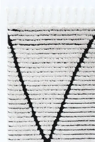 Palazzo 07 White Black Boucle Living Room Rug Non-Shedding Kitchen Kids Room Rug Hallway Runner Rug-White 3 - 3