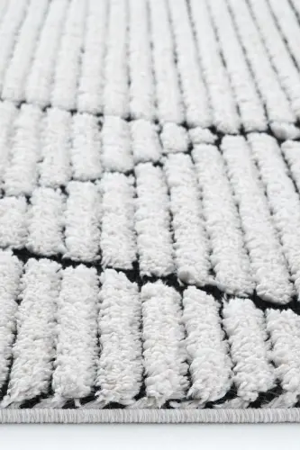 Palazzo 07 White Black Boucle Living Room Rug Non-Shedding Kitchen Kids Room Rug Hallway Runner Rug-White 3 - 6