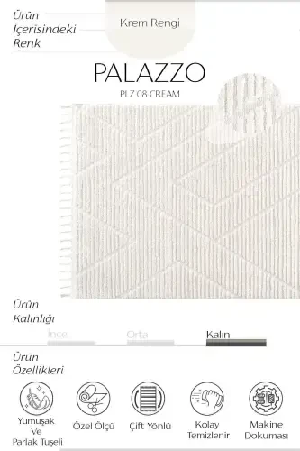 Palazzo 08 Cream Boucle Living Room Carpet Non-Shedding Kitchen Carpet Kids Room Carpet Hallway Runner Rug-Cream - COOL HALI (1)