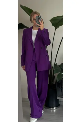 Palazzo Oversize Ayollar Kostyumi - Binafsha 