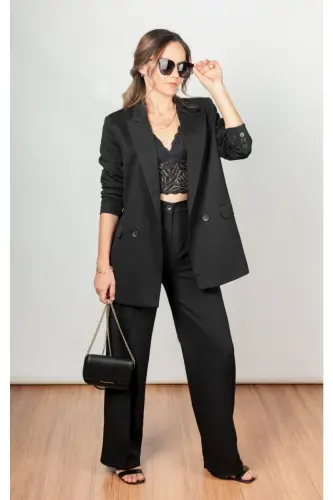 Palazzo Oversize Women's Suit - Black 